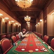 Live dealer baccarat table with multi-camera view